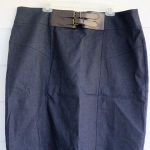 Avenue Plus Size Denim Skirt with Buckle